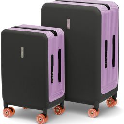 Hard Body Set of 2 Luggage 8 Wheels - Wingman Anti Wear Wheels Size- 20" & 24" | Sleek Zipperless PC Luggage - Grey, Purple-image-88