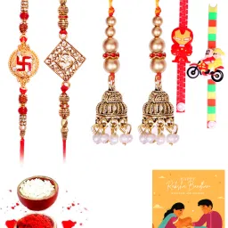 Bhaiya Bhabhi bhaiya bhabhi and kids rakhi combo, rakhi for brother, lumba rakhi set 2BB2KS341 Assorted Rakhi Set-image-70
