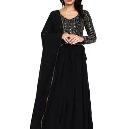 TIKODI Embellished Sequinned Semi-Stitched Lehenga & Unstitched Blouse With Dupatta image 1