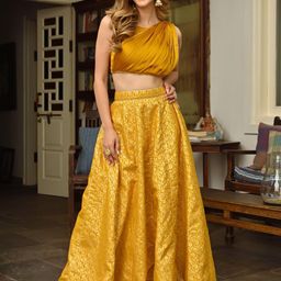 Lavanya The Label Gold-Toned & Yellow Ready to Wear Lehenga-11