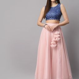 NEUDIS Pink & Blue Printed Ready to Wear Lehenga Set-picture-23