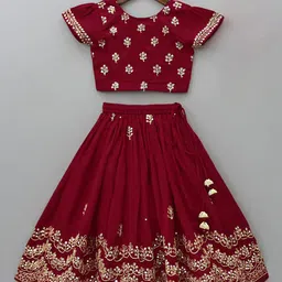 BAESD Girls Embroidered Thread Work Ready to Wear Lehenga & Blouse With Dupatta-23