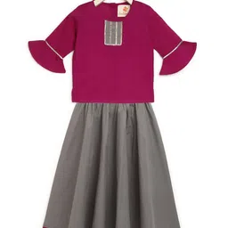 charkhee Girls Purple & Grey Ready to Wear Lehenga &-image-68