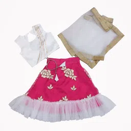 BAESD Girls Embroidered Thread Work Ready to Wear Lehenga & Blouse With Dupatta-image-86