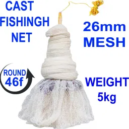 CAST FISHING NET 26mm MESH SIZE HEIGHT 12feet, ROUND 46feet, WEIGHT 5kg Fishing Net-25