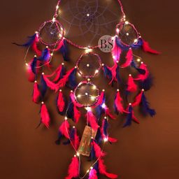 BS AMOR Pink & Blue Solid Hanging Dream Catcher-12