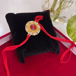 Vembley Gold Toned & Red Studded Thread Rakhi-image-93