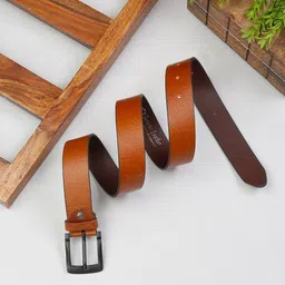 MUTAQINOTI Men Tan Textured Leather Belt-image-71