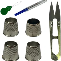 Sewing Kit with 2 White Nylon Cords and 2 Metal Thimbles, Craft Supplies-84