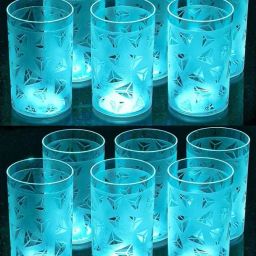 (Pack of 12) Plastic Prism Pattern Sky Blue 12 Glass Set Water/Juice Glass-image-19
