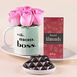 Blushing Roses In Mug N Chocolate Combo For Her-image-30
