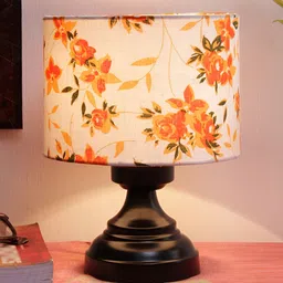 Devansh White Printed Iron Cylindrical Shaped Table Lamp-41