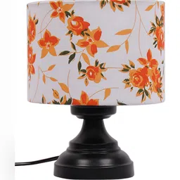 Devansh White Printed Iron Cylindrical Shaped Table Lamp image 5