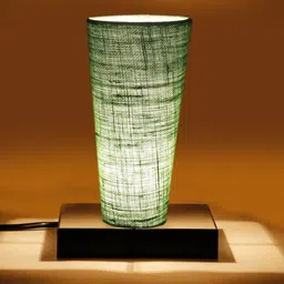 Devansh Green and Black Jute lamp with Square wooden base Table Lamps image 3