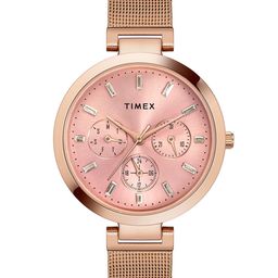Timex Women Brass Dial & Stainless Steel Bracelet Style Straps Analogue Watch TW000X242-image-85