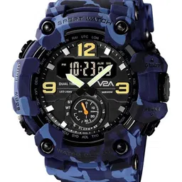 V2A Men Blue Patterned Dial & Blue Textured Straps Analogue and Digital Multi Function Watch-3