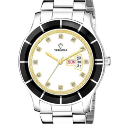 Versatile Unisex Multicoloured Brass Mother of Pearl Dial & Silver Toned Stainless Steel Bracelet Style Watch-12