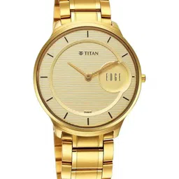 Titan Men Textured Dial & Bracelet Style Stainless Steel Straps Analogue Watch 1843YM02-55