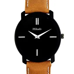 Mikado Men Black Brass Dial & Brown Leather Straps Analogue Watch Brown_Slim-picture-7
