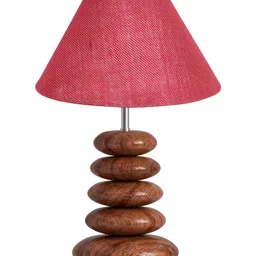 Aura Pink Wood Traditional Bell Shaped Table Lamp-25