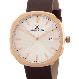 Daniel Klein Men Silver-Toned Dial& Brown Leather Straps Analogue Watch DK 1 12653-1-50