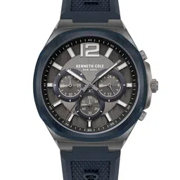 Kenneth Cole Men Gunmetal-Toned Printed Dial & Blue Straps Analogue Watch - KCWGO2104903MN-image-18