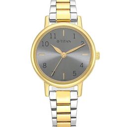 Titan Women Textured Dial & Bracelet Style Stainless Steel Straps Analogue Watch 2678BM01-32