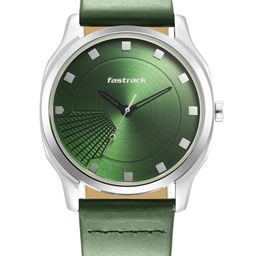 Fastrack Men Green Brass Dial & Green Leather Straps Analogue Watch-44