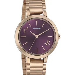 Sonata Women Textured Stainless Steel Bracelet Straps Analogue Watch NP8141WM02-24