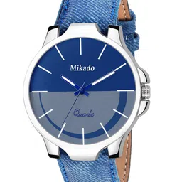 Mikado Men Blue Brass Printed Dial & Blue Leather Straps Analogue Watch Blue Decent-12