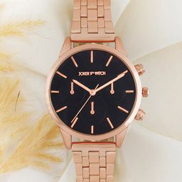 JOKER & WITCH Women Black Dial & Rose Gold Bracelet Style Analogue Watch AMWW624-47