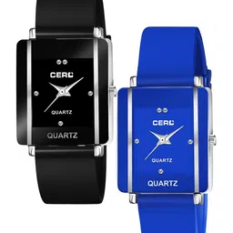 CERO Pack Of 2 Bracelet Style Straps Analogue Watch Com2-CHO 248-Black-Bluenew-22