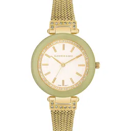 GIORDANO Women White Embellished Dial & Gold Toned Stainless Steel Bracelet Style Straps Analogue Watch-image-84