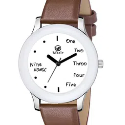 Septem Women White Printed Dial & Brown Leather Straps Analogue Watch-image-90