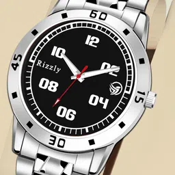 Septem Men Black Dial & Silver Toned Stainless Steel Bracelet Style Straps Analogue Watch-picture-3