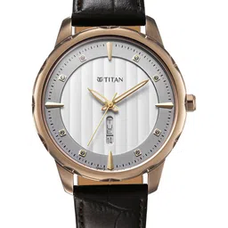Titan Men Leather Textured Straps Analogue Watch 1875QL01-22
