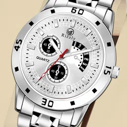Septem Men Silver-Toned Embellished Dial & Silver Toned Stainless Steel Bracelet Style Straps Analogue Multi Watch-20