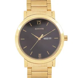 Sonata Men Round Dial & Stainless Steel Bracelet Style Straps Analogue Watch 77108YM04-image-87