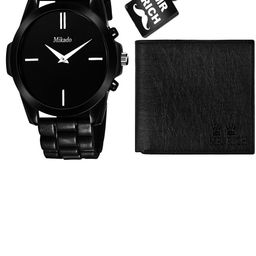 Mikado Men Black Brass Dial & Black Bracelet Style Straps Analogue Watch Black_Theme-image-25