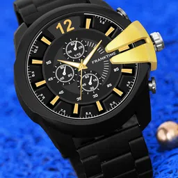 Franktime Men Stainless Steel Bracelet Style Straps Analogue Watch FT-0008 G-15