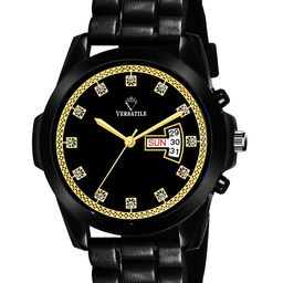 Versatile Unisex Multicoloured Brass Printed Dial & Black Bracelet Style Straps Analogue Watch Black High-19