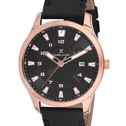 Daniel Klein Men Black Dial & Black Leather Bracelet Style Straps Analogue Watch DK12218-2-New-image-92