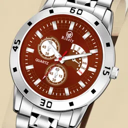 Septem Men Blue Patterned Dial & Silver Toned Stainless Steel Bracelet Style Straps Analogue Watch-12