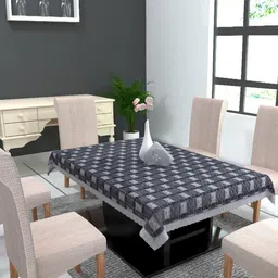 MONKDECOR Grey Geometric Printed Waterproof 6-Seater Table Cover-22
