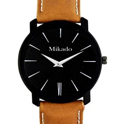 Mikado Men Black Brass Dial & Brown Leather Straps Analogue Watch Brown_Watch-picture-4