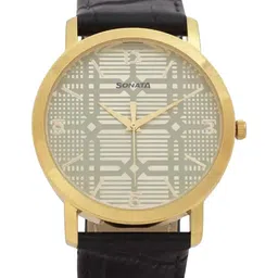 Sonata Men Printed Leather Textured Straps Analogue Watch 99701YL03-picture-29