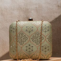ARTKLIM Embroidered Sequinned Box Clutch-44