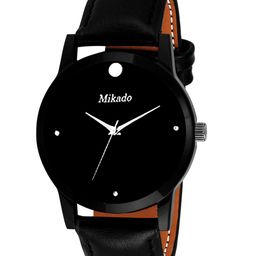 Mikado Men Black Brass Dial & Black Leather Straps Analogue Watch Millinorie Mens-41