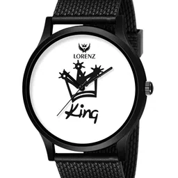 Mikado Men Black Brass Printed Dial & Black Leather Textured Straps Analogue Watch King Men-43