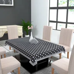 MONKDECOR Black Printed 8-Seater Table Cover-37